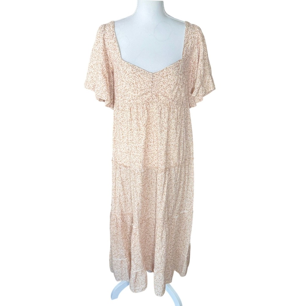 Show Me Your Mumu Odette Midi Dress Ditsy Daisy Floral Peach Tie Back Size XL